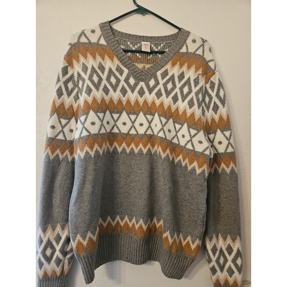 North Pole Trading Co. Men's Large Pullover Sweater Multi Color Knit Hipster 920